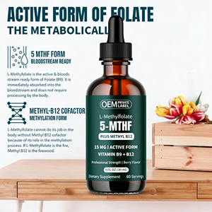 Gouttes de L-Méthylfolate OEM/ODM 15mg Plus Suppléments de <span class=keywords><strong>B12</strong></span> Méthylfolate Gouttes de L-Méthylfolate pour la Santé Immunitaire et Cérébrale - Product Image 2