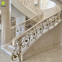 Rampe de balcon en fer forgé facile à installer, garde-corps d'escalier en métal doré, balustre pour villa et centre commercial