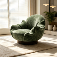 Fauteuil d'appoint en velours à pétales, design moderne et luxueux, pour salon, villa, salle d'exposition, hall d'hôtel