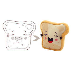 Yumuşak ve sevimli peluş çerez tost isssan gıda ekmek sevimli <span class=keywords><strong>Pet</strong></span> oyuncaklar toptan Squeakers ile tost köpek oyuncak - Product Image 1