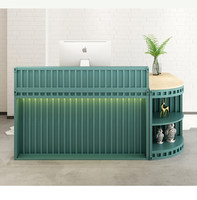 Bureau de réception d'angle incurvé style rétro, mobilier commercial en métal pour bureaux et supermarchés, avec fonction de démontage