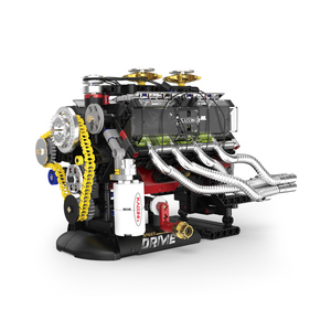 Ensemble de blocs de construction en plastique pour moteur V8 <span class=keywords><strong>Dodge</strong></span> <span class=keywords><strong>Viper</strong></span> Shelby à manivelle, transmission mécanique, pour enfants de 5 à 7 ans, assemblage DIY - Product Image 1