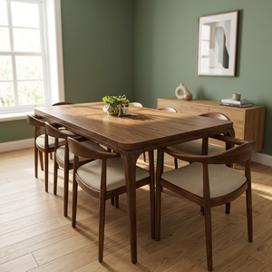 Teak Wood Dining <b>Table</b> Set Modern Minimalist Eco-Friendly Durable Solid Wood for Home <b>and</b> Hotel Use - Product Image 2