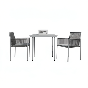 Set da Pranzo da Giardino Grigio Chiaro per 2 Persone, in Alluminio, Design Minimalista, Resistente alle Intemperie - Product Image 1