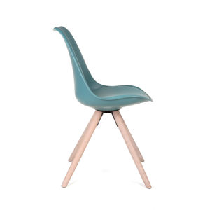 Chaise de salle à manger moderne en plastique PP avec pieds en bois de style nordique et assise rembourrée - Product Image 4