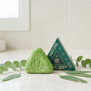 Originale sette verde sapone natura triangolo Usman capelli di erba di fissaggio di olio di controllo forfora di rimozione genuino sette capelli verdi sapone - Product Image 3