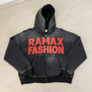 Fabricante Personalizado de Sudaderas con Capucha y Cremallera para Hombre, 100% Algodón, Felpa Francesa, Lavado Ácido, Efecto Desteñido, Impresión Serigrafiada, Estilo Urbano - Product Image 1