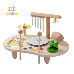 NOUVEAU Jouets <span class=keywords><strong>pour</strong></span> enfants Kit de tambour en bois <span class=keywords><strong>pour</strong></span> enfants Tambour <span class=keywords><strong>pour</strong></span> bébé Instruments de musique Jouets Montessori Jouets musicaux éducatifs Cadeaux avec carillons éoliens - Product Image 1