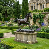 Grande Sculpture d'Animal Sauvage en Bronze Coulé pour Jardin, Décoration Artistique Extérieure, Statue de Cheval