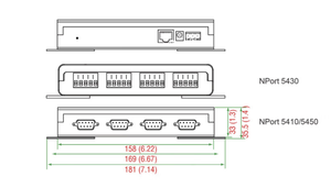 Serveur de périphériques MT-GW NPort 5430, 5 ports RS-232/422/485, LAN 10/100 Mbps, convertisseur Ethernet, IP20, compatible rail DIN, conception sans ventilateur - Product Image 2