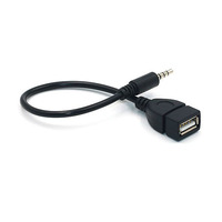 OTG-Übertragung Adapterkabel für Auto Männlich Audio AUX Jack zu USB 2.0 Typ A Weiblich 3,5 mm PVC Silber Polybag Kombination Lager 20 cm