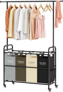 Keranjang penyortir 4-Butler dapat dikunci Organizer keranjang cucian dengan rak baju gantung 4 warna keranjang penyortir - Product Image 2