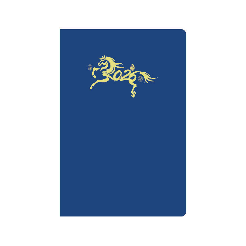 Carnet A5 année du cheval à couverture souple-bleu-38 feuilles