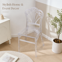 Chaise de loisirs transparente en plastique au design moderne et luxueux pour enfants, avec dossier princesse, idéale pour les banquets, les dîners et les événements d'hôtel