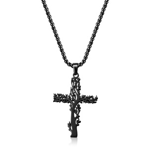 Kalung Liontin Salib Kristen Unisex Lapis Emas 18K Rantai Baja Tahan Karat Model Geometris Trendi Perhiasan Hadiah Berkualitas Tinggi - Product Image 5