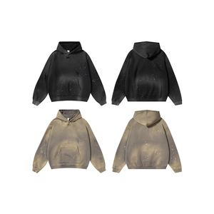 H5389 Streetwear personnalisé 360g coton + polyester doublé polaire <span class=keywords><strong>burn</strong></span> <span class=keywords><strong>out</strong></span> sweats à capuche délavé<span class=keywords><strong>s</strong></span> sweats à capuche surdimensionné<span class=keywords><strong>s</strong></span> unisexes - Product Image 1