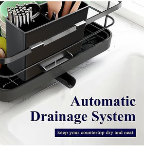 Scolapiatti da Cucina con Sistema di Drenaggio Intelligente, Vassoio Raccogligocce e Portaposate Rimovibile - Product Image 4