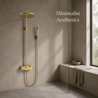 Ensemble de douche mural moderne en or brossé, système de douche pluie, colonne de douche de salle de bain avec douchette à main et mitigeur