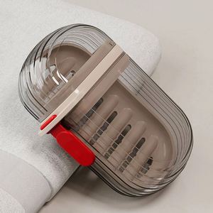 Conteneur à savon portable en plastique avec couvercle, idéal pour les voyages, ensemble de salle de bain, plateau de drainage et porte-savon - Product Image 3