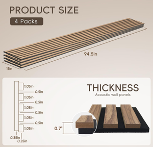 Nuovi <span class=keywords><strong>Pannelli</strong></span> Acustici in MDF, Set da 4, <span class=keywords><strong>Pannelli</strong></span> Fonoassorbenti a Doghe <span class=keywords><strong>per</strong></span> Decorazione Casa e Ufficio - Product Image 2