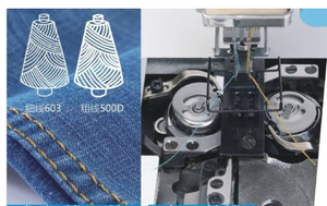 Nueva máquina de coser plana computarizada de dos agujas Jack 58450 con puntada overlock para aplicaciones industriales de ropa y tela en venta - Product Image 6