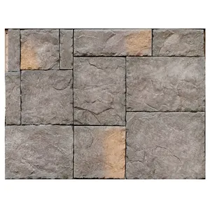 Commercial tan brown colors nature castle stone looking faux concrete artificial stone exterior wall cladding