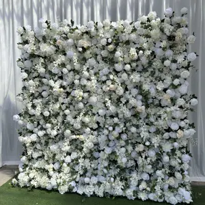 A-FW004 Wholesale Artificial Flower Wall 8ft X 8ft Silk Rose Flower Wall Panels Roll Up Flower Wall Backdrop Decor