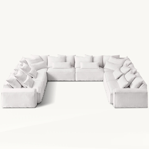 Sofá Seccional Moderno de Cuero para Sala de Estar, Muebles de Lujo, Sofá Modular Blanco en Forma de U - Product Image 3