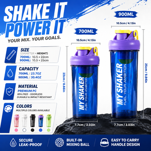 <span class=keywords><strong>Bouteille</strong></span> shaker protéinée 700 ml sans BPA, avec logo personnalisé, en PP, anti-fuite, avec boule mélangeuse, pour boire directement, idéale pour la gym et l'entraînement. - Product Image 5