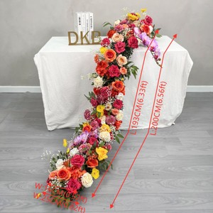 Offre Spéciale 2m fleurs rouges rangée coureur rouge orange <span class=keywords><strong>soie</strong></span> rose décoration de mariage populaire fleurs artificielles coureur - Product Image 6