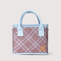 Sac isotherme souple en toile rayée rose avec fermeture éclair en aluminium pour la plage, glacière de voyage, sac à déjeuner isolant