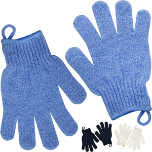 Ensemble de gants de bain exfoliants naturels avec logo personnalisé, en soie et nylon, pour éliminer les peaux mortes, nettoyant pour la douche, gants pour enfants pour massage corporel - Product Image 1