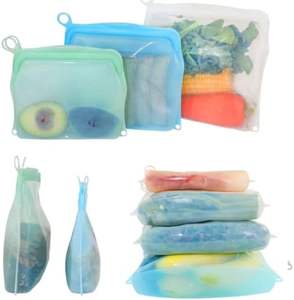 Sac à fermeture éclair en silicone de qualité alimentaire sans BPA, sac de conservation des aliments réutilisable, sac de congélation en silicone, sac à fermeture éclair pour aliments, récipient de conservation des aliments - Product Image 1