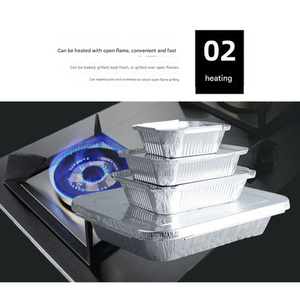 Contenedores de papel de aluminio rectangulares desechables al por mayor, tapas de inyección de varios tamaños para fiambreras de almacenamiento de alimentos - Product Image 5