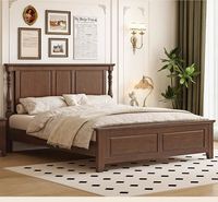 Lit double GEDO 2026 de luxe en bois massif, sommier silencieux épaissi, mobilier de chambre à coucher