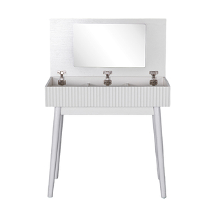 Table de maquillage moderne pliable en bois, certifiée BSCI-FSC, OEM, écologique, avec miroir carré, couleur et taille personnalisables, multi-usages pour salon - Product Image 5