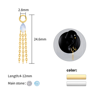 Boucles d'oreilles en titane ASTM F136, chaîne en pierre de lune CZ, pendentif en forme de goutte, bijoux de perçage d'oreille DIY, boucles d'oreilles pendantes, boucles d'oreilles huggie, lobe de l'oreille - Product Image 2