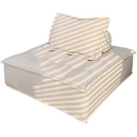 Canapé modulaire en forme de L, style minimaliste, en forme de bloc de tofu crème, revêtement en tissu, cadre en bois personnalisable pour petits appartements