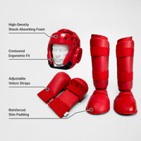 Ensemble de protection XLNAN pour le karaté et le sparring – Matériel EVA : protège-tête, gants de boxe, protège-tibias, protection du cou-de-pied pour la boxe et le kickboxing