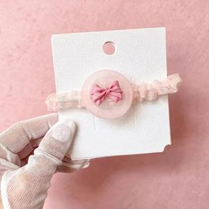 Fascia per capelli da bambina con fiocco in rete rosa e bianco, decorazione a forma di orsetto, stile fatato - Product Image 3