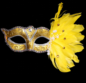 All'ingrosso giallo artigianato a buon mercato pollo luminoso fantasia decorazione mascherata viso piuma d'oca maschera <span class=keywords><strong>per</strong></span> <span class=keywords><strong>Halloween</strong></span> - Product Image 1