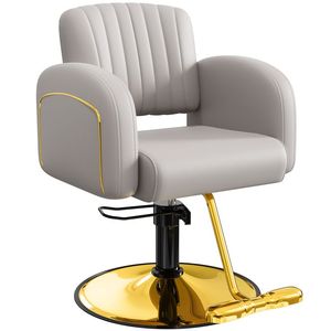 Sillón de Salón Reclinable de Cuero Moderno con Base Hidráulica Cromada, Silla de Estilismo para Peluquería, Barbería y Sala de Estar - Product Image 5