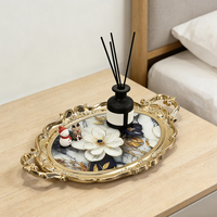 Plateau de service de luxe en gros pour bijoux, plateau décoratif à bordure dorée, plateau de service élégant, présentoir à bijoux