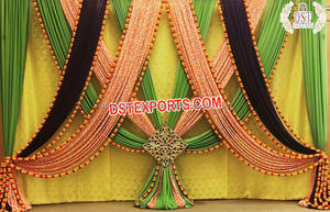 Fondo de boda de lujo de estilo moderno con bordado de pavo real hermoso para Ceremonia de Mehndi u otros eventos - Product Image 5