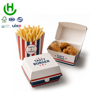 Boîte à hamburger personnalisée Hongchang, emballage alimentaire imprimé, boîte à frites, boîte à poulet, boîte en carton résistant à la graisse, boîte à emporter pour la restauration rapide
