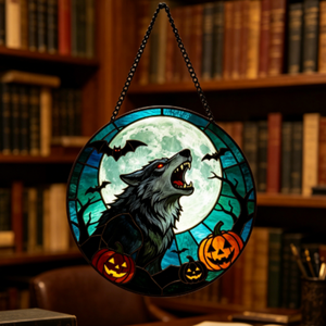 Attrape-soleil en vitrail sur le thème d'Halloween, fantôme, citrouille, araignée, chat noir, ornement suspendu en vitrail, pour la maison, transfrontalier - Product Image 5