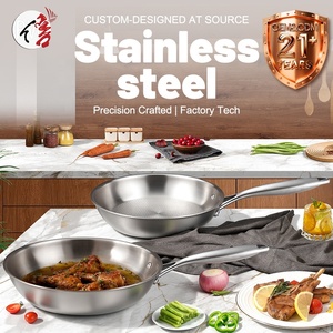 ODM/OEM Induction Triply <strong>Stainless</strong> Steel Cooking Skillet 20cm 24cm Non Stick <strong>Cookware</strong> Honeycomb Design Fry Pan - Product Image 4