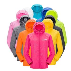 Veste coupe-vent unisexe à capuche personnalisable avec logo, en nylon/acrylique, respirante, séchage rapide, avec fermeture éclair, pour le cyclisme - Product Image 1