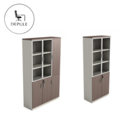 Bureau de direction ergonomique convertible en forme de L avec armoire de rangement, adapté aux bureaux d'entreprise et aux zones de réception.