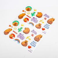 Lembar Stiker Vinyl Lucu Desain Kustom Berkualitas Tinggi dengan Lapisan Transparan, Stiker Vinyl Korea Kartun Transparan